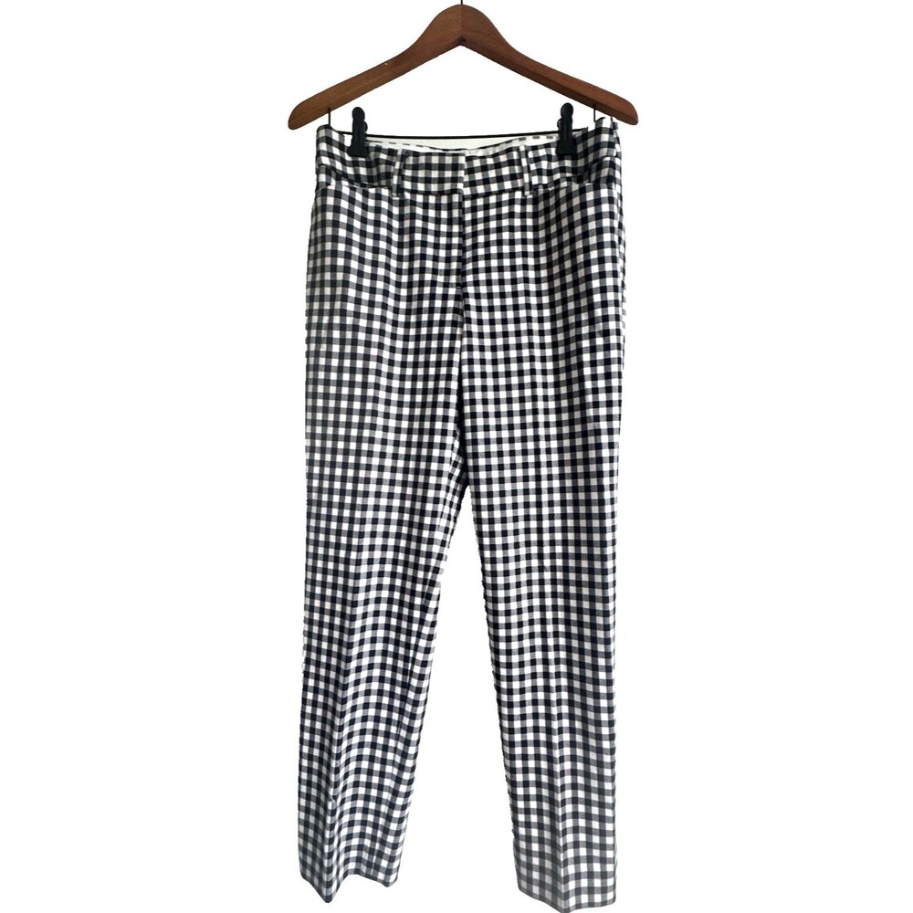 Talbots Hampshire Stretchy Ankle Pants Black White Gingham Size 6 EUC